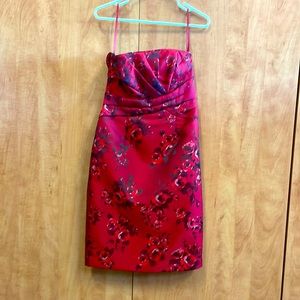 Beautiful red strapless dress.